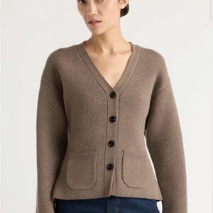 MODER CITIZEN Women's Brown Button-Up Cardigan Sweater
